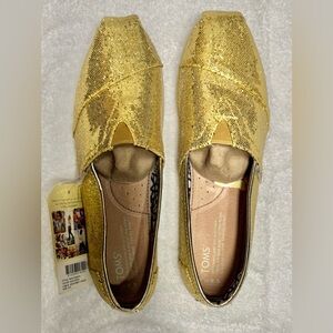 TOMS Women's Gold Glitter Loafers | Sz 9.5 | Brand New Never Worn